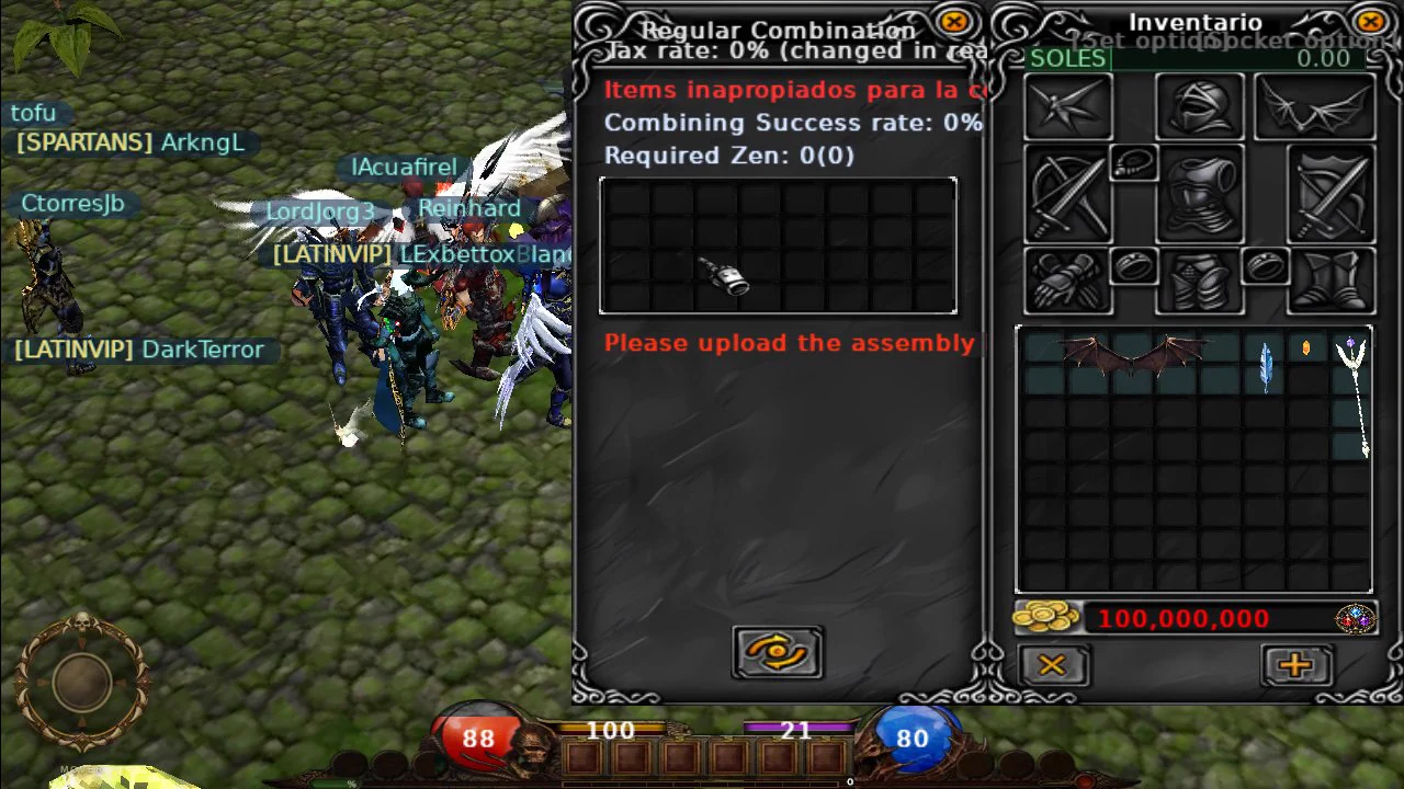 Alas Evo 1, pluma de Loch, Chaos y staff Excellent en el inventario